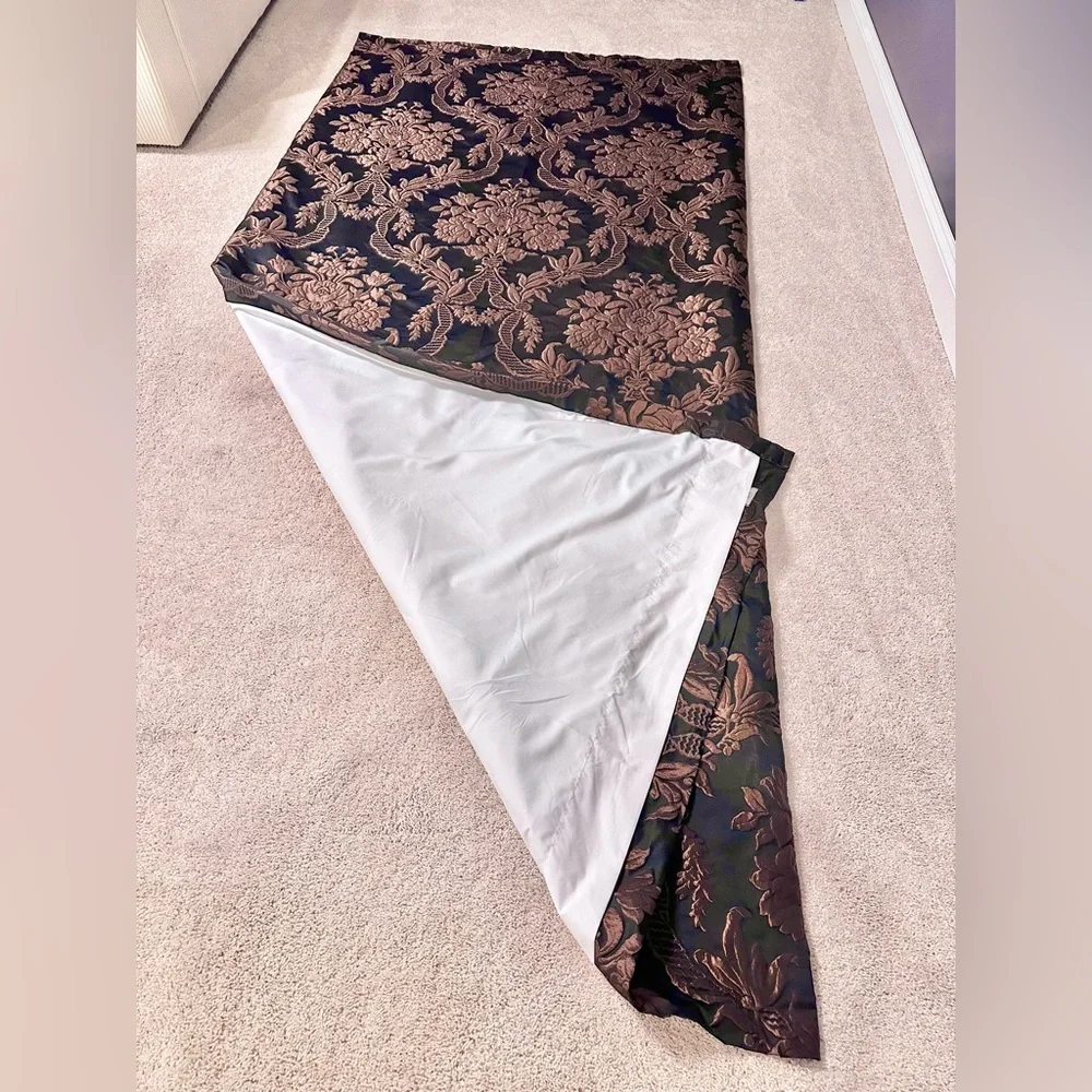 Luxe Brocade Damask Black & Copper Curtain Panel Academia, Gothic, Saltburn